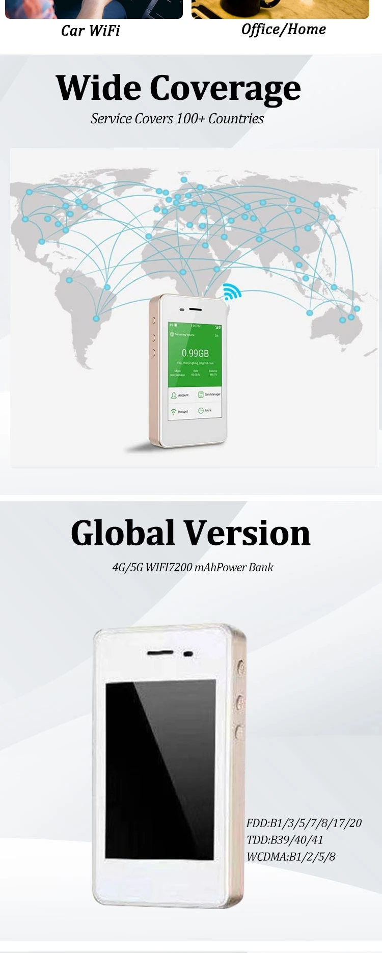 Travel Hotspot Unlocked G2 PRO Portable Mobile Wireless Modem Mini 4G LTE WiFi Sharing Simcard Router 7200mAh